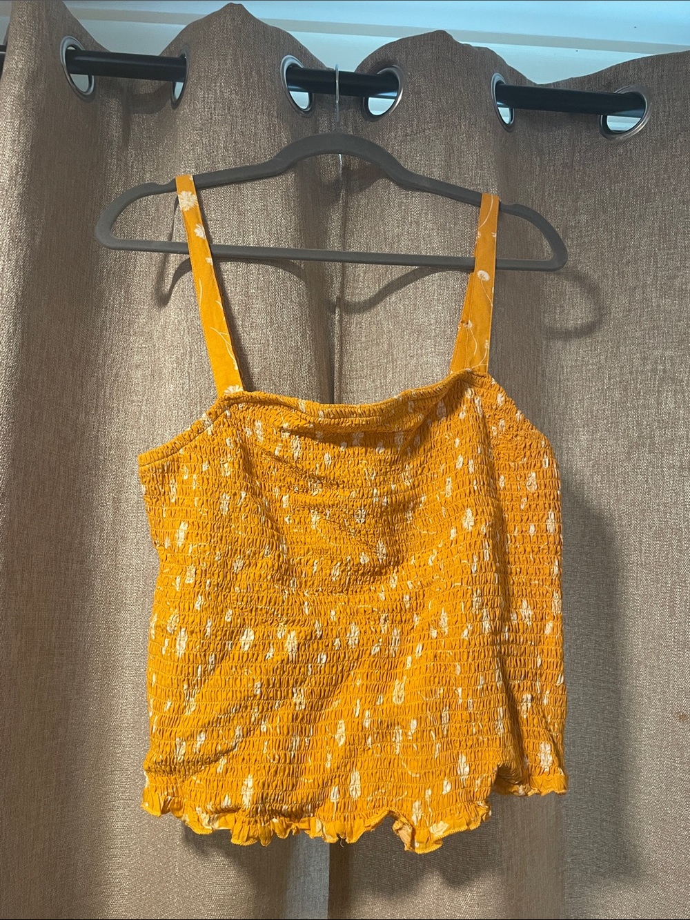Torrid - mustard - smocked - floral - crop top